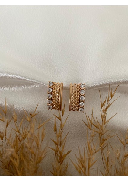 Xupıng Taşlı Çelik Küpe