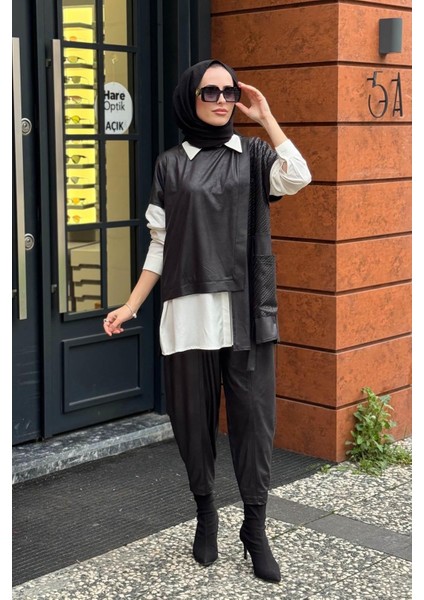 Nurcan Çetin 3lü Pantolonlu Takım 25630 Siyah