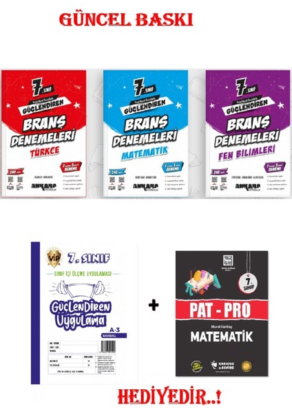7.sınıf Güçlendiren Türkçe - Matematik -Fen Bilimleri Branş Denemeleri...hediyeli.!