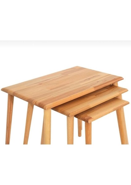 Kayın Ahşap Üçlü Dikdörtgen Zigon Sehpa fırsatları