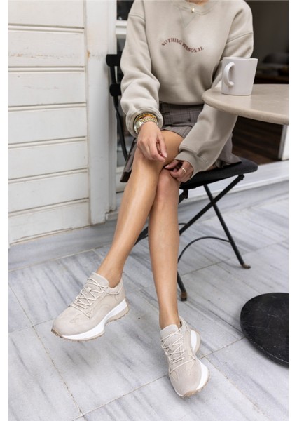 Hailey Kadın Bej Gercek Deri Gercek Suet Sneaker fiyatları