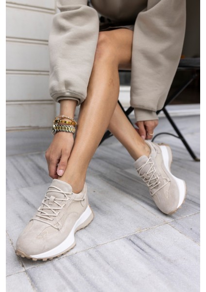 Hailey Kadın Bej Gercek Deri Gercek Suet Sneaker indirimleri