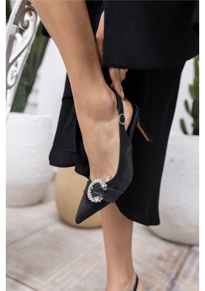 Shıne Kadın Gumus Kaz Ayagı Desen Topuklu Ayakkabi fırsatları