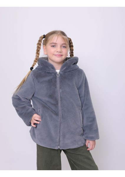 Melısa Çocuk Mont Kapüşonlu Rabbit Peluş Çocuk Mont