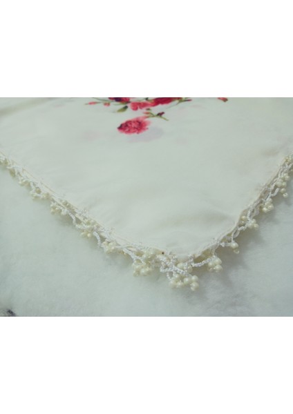 El Emeği Kenarı Inci Kum Boncuklu Yazma Tülbent Yemeni Çeyizlik Hediyelik 100X100CM fırsatları