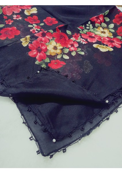 El Emeği Kenarı Inci Kum Boncuklu Yazma Tülbent Yemeni Çeyizlik Hediyelik 100X100CM fiyatları