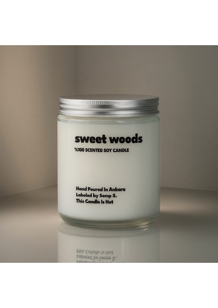 : Sweet Woods : Cam Kavanozda Kokulu %100 Soya Mum (Bal, Sedir Ağacı, Tonka, Bergamot, Karamel) fiyatları