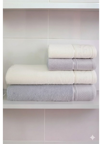 Siddy Havlu Seti Hamam Takımı Gri-Krem