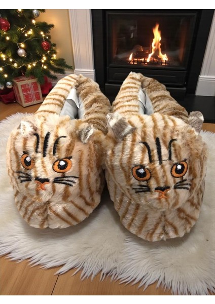 Kadın Kız Çocuk Yumuşak Soft Hayvanlı Kedi Figürlü Panduf Ev Ayakkabısı