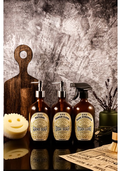 500ML Elite Serisi El Sabunu,bulaşık Deterjanı ve Mutfak Temizleyici Sabunluk Seti