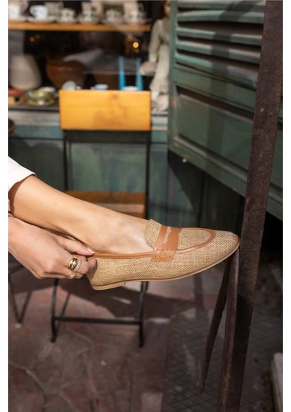 Porto Kadin Nude Keten Detay Babet fırsatları