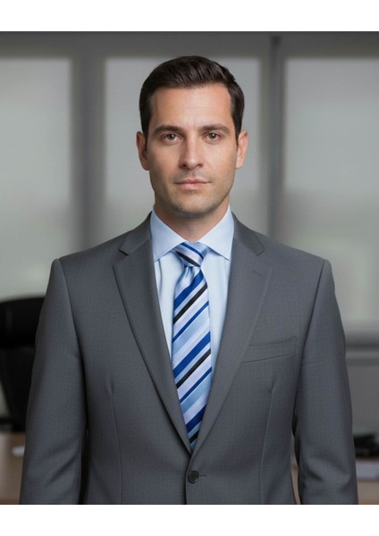 Mavi Çizgili 7,5 cm Genişliğinde Ipek Kravat modelleri