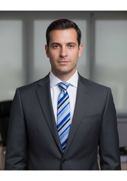 Mavi Çizgili 7,5 cm Genişliğinde Ipek Kravat fırsatları