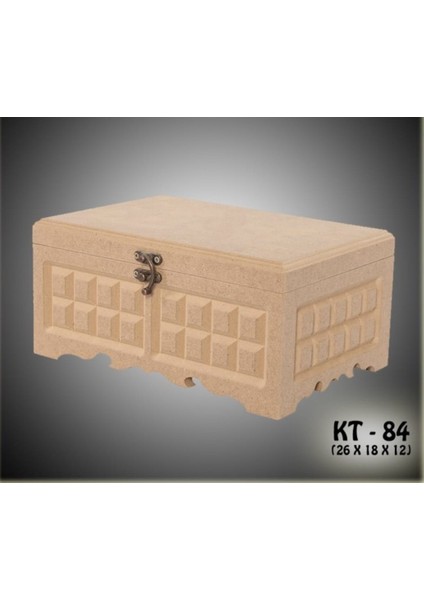 Ahşap-Boyanabilir-Desenli-Takı-Makyaj-Aksesuar-Dekoratif Çok Amaçlı Dikdörtgen Kutu