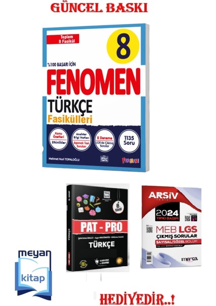 Fenomen 8.sınıf Türkçe Fasikül Seti (1-2-3-4-5-6-7-8. Sayılar) (Güncel Baskı)...hediyeli