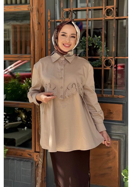 Nakış Deteylı Tunik 2502-3018 Bej modelleri