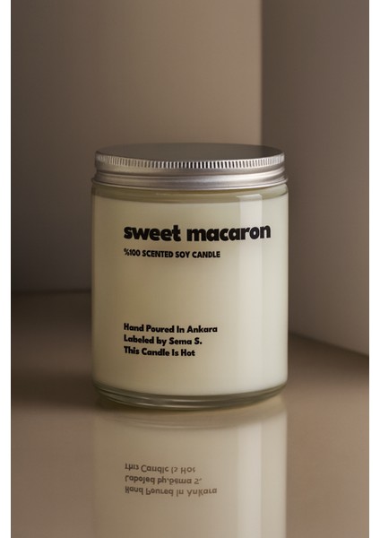 : Sweet Macaron : Cam Kavanozda Kokulu %100 Soya Mum ( Tatlı Makaron, Vanilya, Karamel) fiyatları