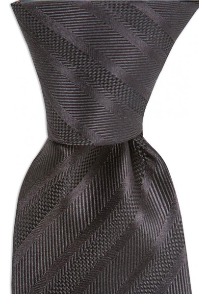 Koyu Gri Çizgili 7,5 cm Genişliğinde Ipek Kravat fiyatları