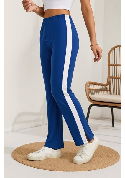 Kadın Yüksek Bel Yan Şerit Detaylı Yırtmaçlı Viskon Iki Iplik Pantolon fiyatları