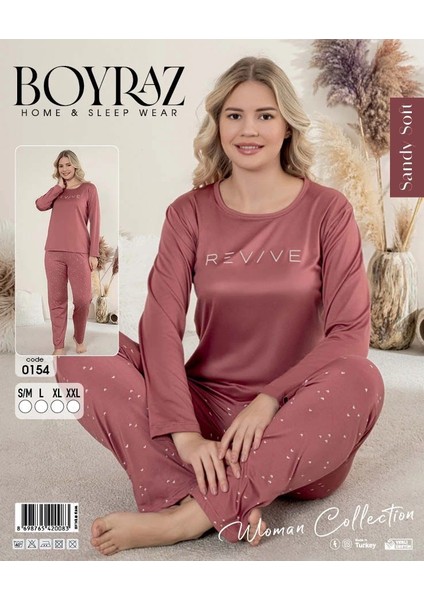 Boyraz 0154 Kadın Sandy Soft Uzun Kol Pijama Takımı