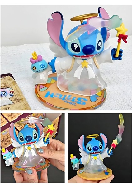 Stitch Premium Seri Büyük Boy Figür 11 cm Aksesuarlı Parçalar Palyaço ve Melek Kostümlü 2'li Set modelleri