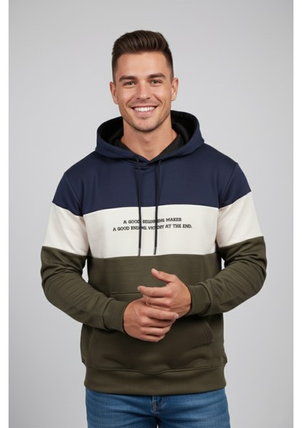 Erkek Lacivert Dar Kesim Süet Kumaş Sweatshirt – Kapüşonlu & Şık Tasarım Sweatshirt 2608510