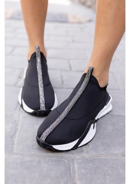 Bareto Kadın Siyah Dalgıc Kumaş Sneaker