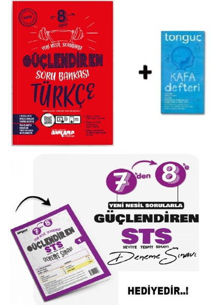 8. Sınıf Türkçe Güçlendiren Soru Bankası + Sts Deneme+ Kafa Defteri Hediye
