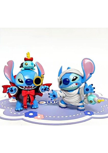 Stitch Premium Seri Büyük Boy Figür 11 cm Aksesuarlı Parçalar Vampir ve Mumya Kostümlü 2li Set