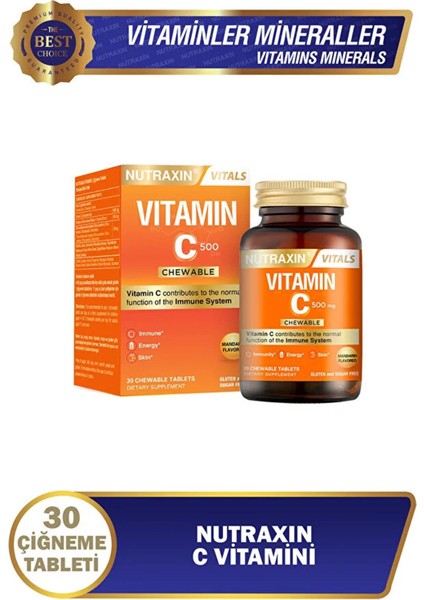 Asfstore Nutraxin Vitamin C 500 Mg 30 Çiğneme Tablet
