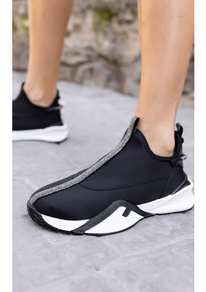 Bareto Kadın Siyah Dalgıc Kumaş Sneaker