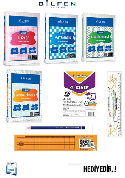 Bilfen 4.sınıf Tüm Dersler Soru Bankaları(Türkçe-Matematik-Fen Bilimleri-Sosyal)...hediyeli