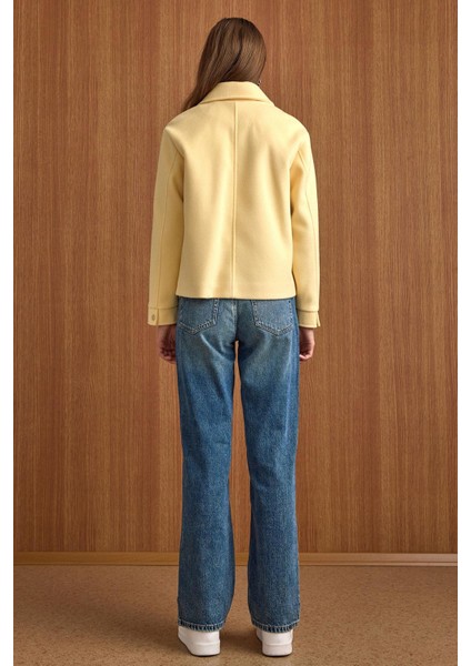 Fermuar Kapamalı Oversize Kısa Kaban SARI 3157