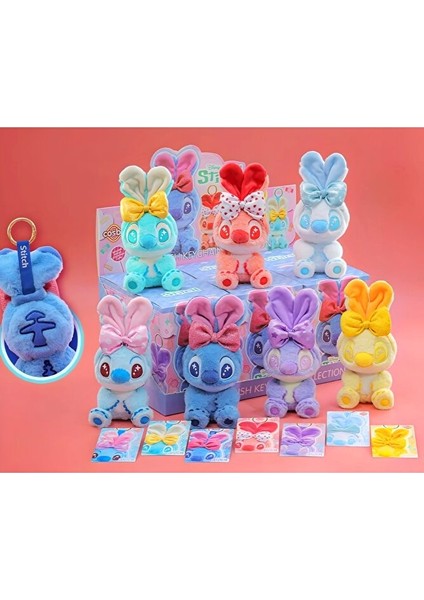 Stitch Peluş Anahtarlık Çanta Süsü -Tokalı Renkli Peluş Figür Blind Box (Tek Adet)
