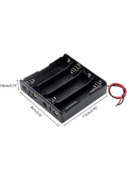 18650 4 Lü Pil Yuvası Kablolu 3.7V Pil Tutucu Şarj Kutu Aparatı (5 Adet)