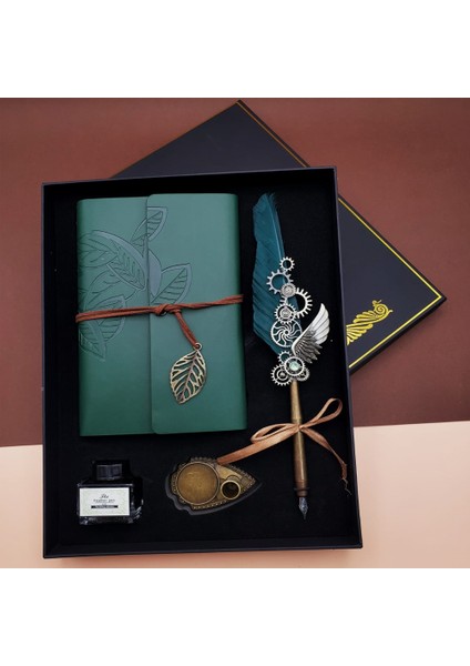 Mürekkepli Divit Kalem ve Defter Set Yeşil