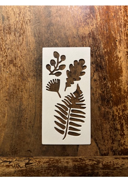 Baskı Yaprak Desenli Boyama Şablonu Seti – 11 Farklı Model | Doğal Dokulu Dekor ve Hobi Şablonu