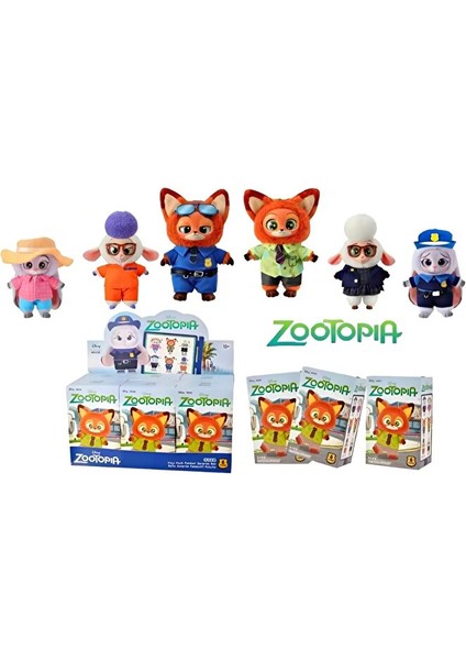Zootopia Zootropolis Peluş Anahtarlık Figür Seti Kutu Oyuncak Blind Box Nick Wild Juddy Hoops