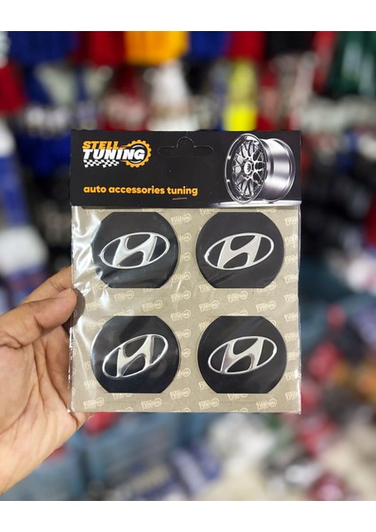 Universal Araç Uyumlu, Hyndai Jant Göbeği Arması, Sticker 4'lü Set 60MM