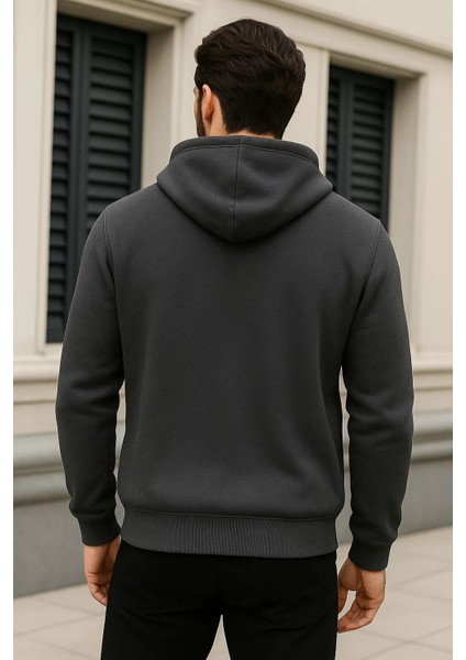 Erkek Kışlık Oversize Füme Kapsonlu Fermuarli Sweat indirimleri