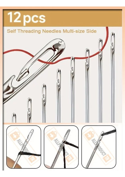 12'li Kolay Iplik Geçirilen Iğne Seti Aparatsız Dikiş Iğneleri, El Işi ve Dikiş Için Pratik, Hızlı Iplik Geçirme Özelliği fiyatları