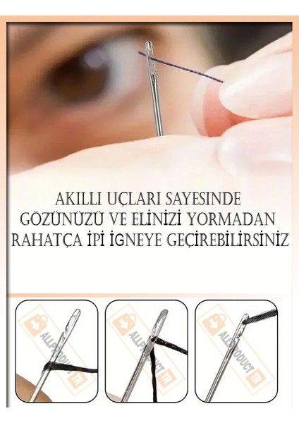 12'li Kolay Iplik Geçirilen Iğne Seti Aparatsız Dikiş Iğneleri, El Işi ve Dikiş Için Pratik, Hızlı Iplik Geçirme Özelliği modelleri