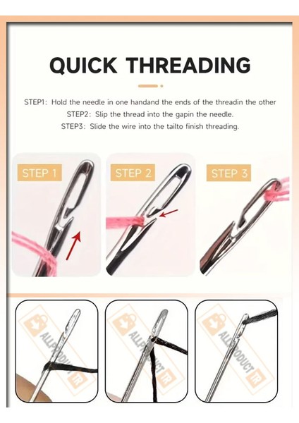 12'li Kolay Iplik Geçirilen Iğne Seti Aparatsız Dikiş Iğneleri, El Işi ve Dikiş Için Pratik, Hızlı Iplik Geçirme Özelliği