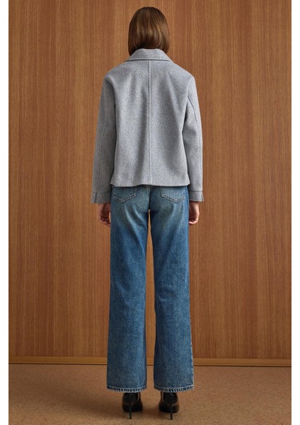 Fermuar Kapamalı Oversize Kısa Kaban AÇIK GRİ 3157