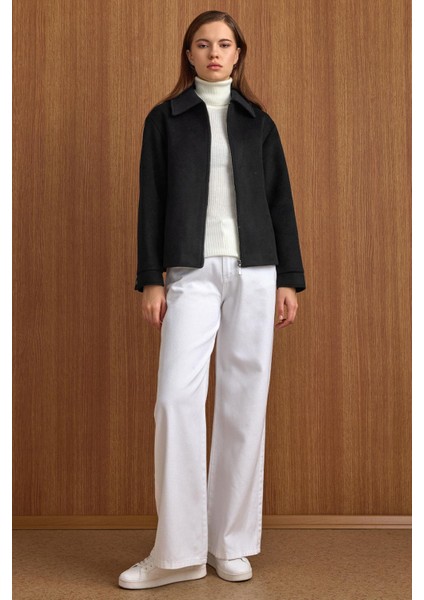 Fermuar Kapamalı Oversize Kısa Kaban SİYAH 3157 fırsatları