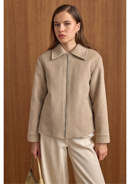 Fermuar Kapamalı Oversize Kısa Kaban TAŞ 3157 fırsatları