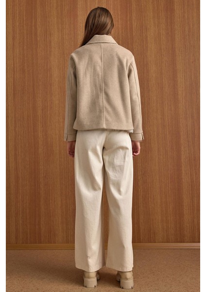 Fermuar Kapamalı Oversize Kısa Kaban TAŞ 3157