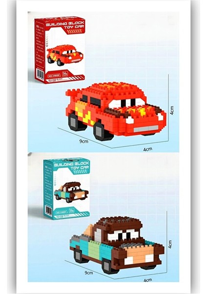 Bricks Cars Filmi Karakterleri Koleksiyonluk 2’li Yapı Blok–lightning Mcqueen Mater Figürleri