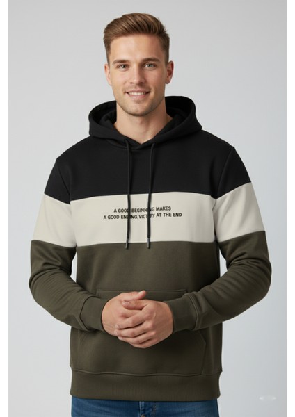 Erkek Siyah Dar Kesim Süet Kumaş Sweatshirt – Kapüşonlu & Şık Tasarım Sweatshirt 2608510