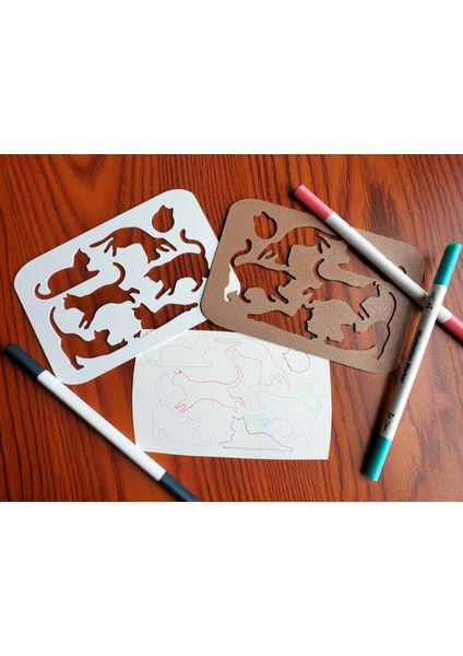 Sevimli Kedi Çizim Şablon Seti – Minik Sanatçılar Için Tatlı Ilham Kaynağı! 🐱🎨| Ahşap, Duvar, Kumaş, Seramik Için Çok Amaçlı Şablon